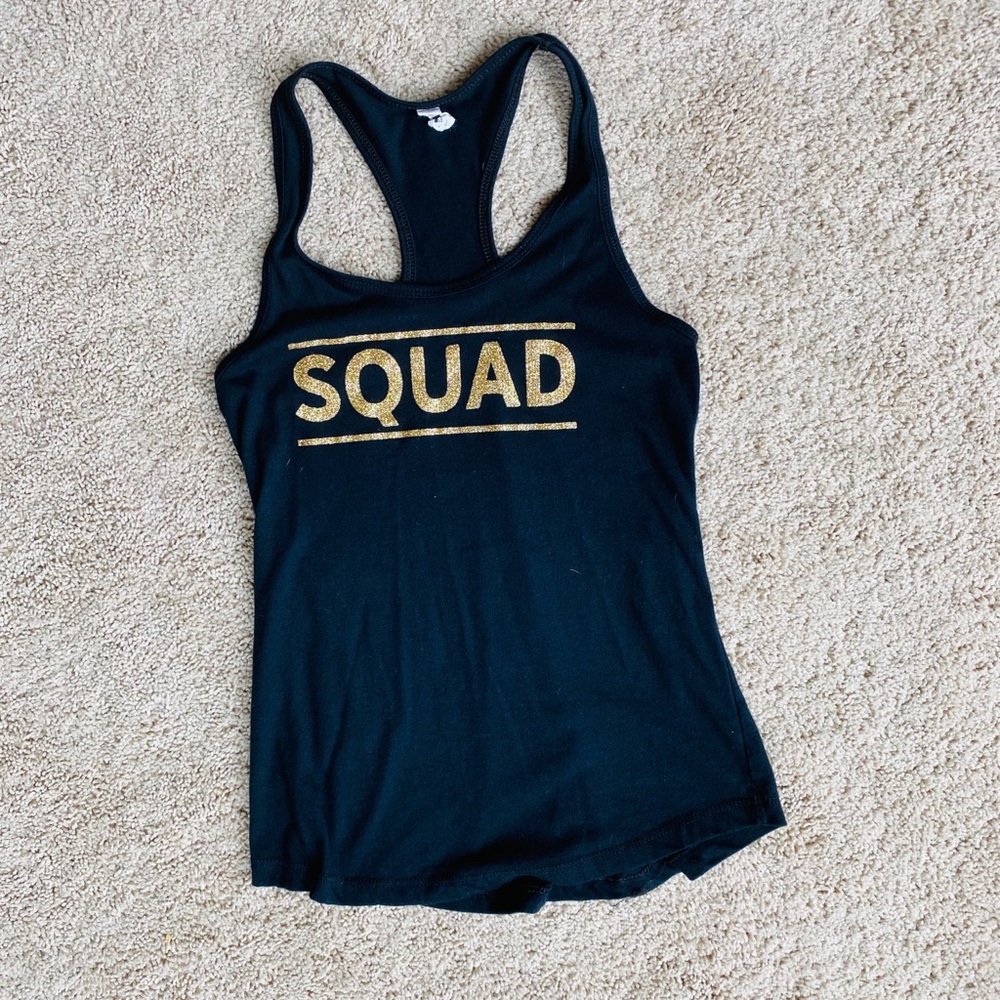 Squad Bride Tank Top Small Black Gold bachelorette